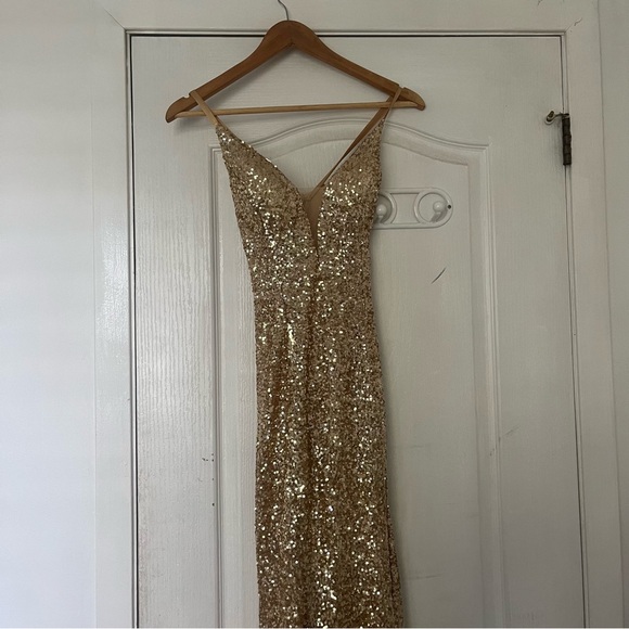 Nina Couture Gold Prom Dress - Picture 6 of 14